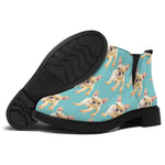 Watercolor French Bulldog Puppy Print Flat Ankle Boots