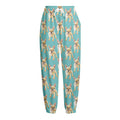 Watercolor French Bulldog Puppy Print Fleece Lined Knit Pants