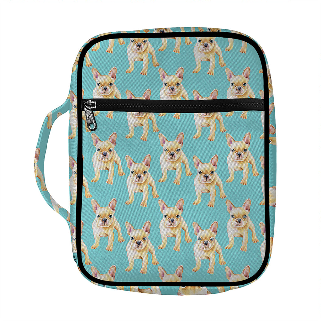 Watercolor French Bulldog Puppy Print Front Pocket Bible Bag