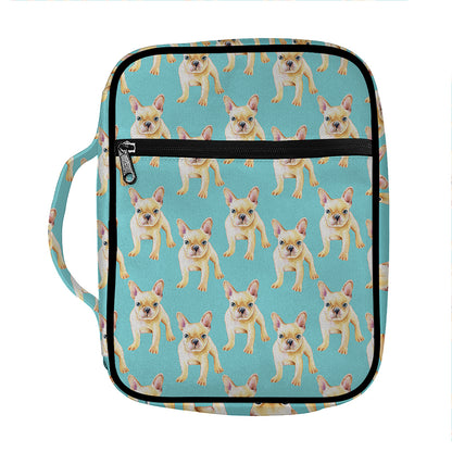 Watercolor French Bulldog Puppy Print Front Pocket Bible Bag