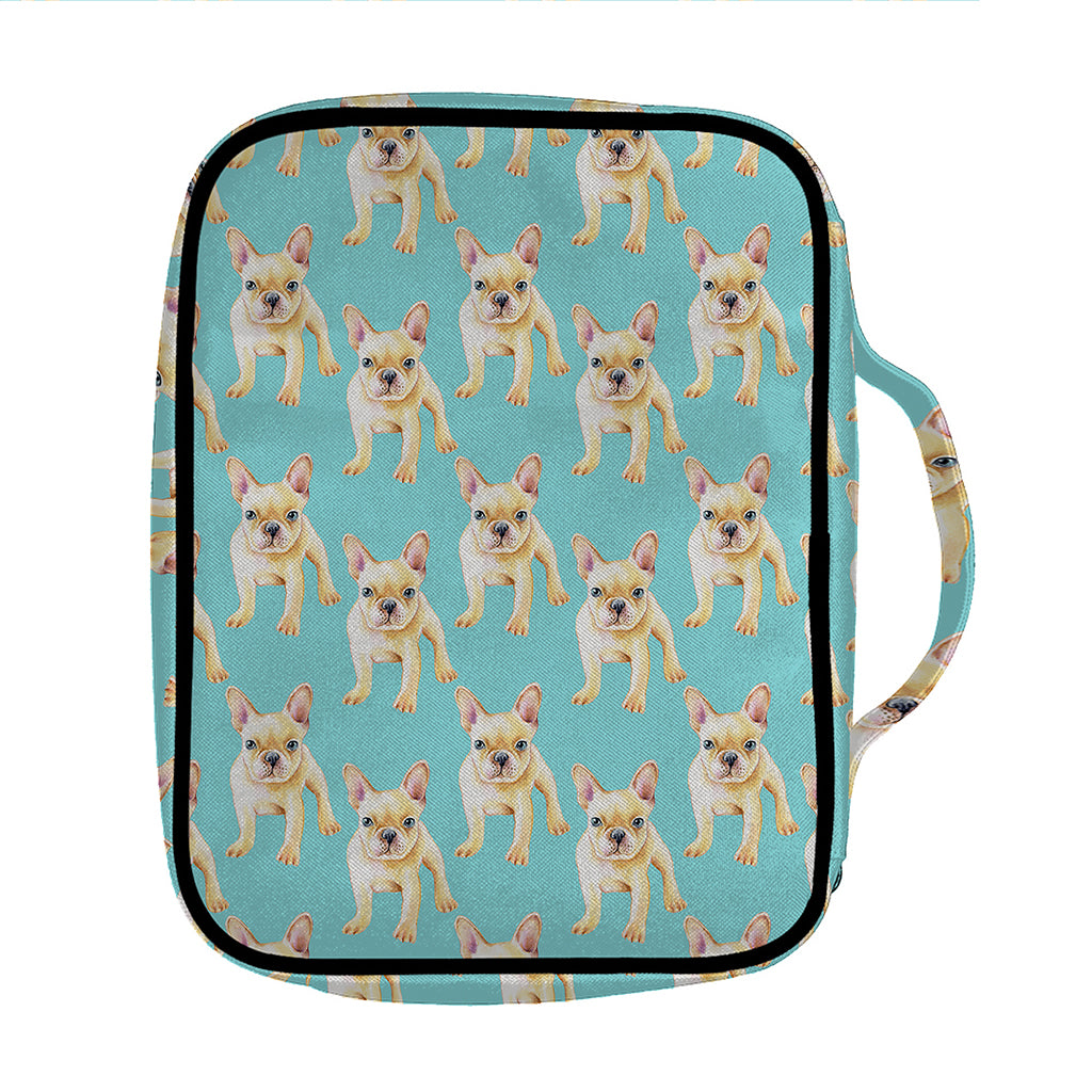 Watercolor French Bulldog Puppy Print Front Pocket Bible Bag