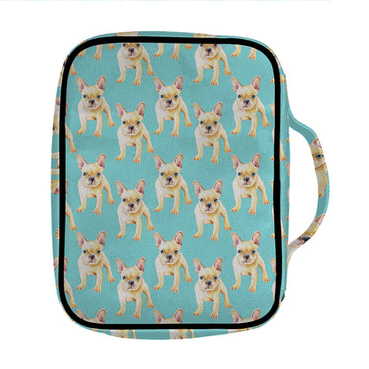 Watercolor French Bulldog Puppy Print Front Pocket Bible Bag