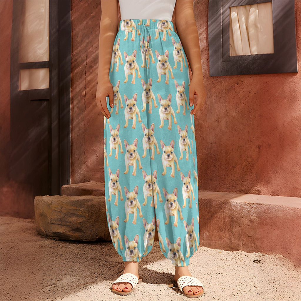 Watercolor French Bulldog Puppy Print Harem Pants