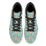 Watercolor French Bulldog Puppy Print High Top Leather Sneakers