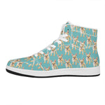 Watercolor French Bulldog Puppy Print High Top Leather Sneakers