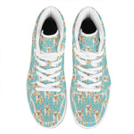 Watercolor French Bulldog Puppy Print High Top Leather Sneakers