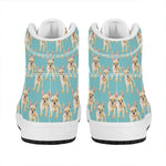 Watercolor French Bulldog Puppy Print High Top Leather Sneakers