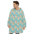 Watercolor French Bulldog Puppy Print Hoodie Blanket