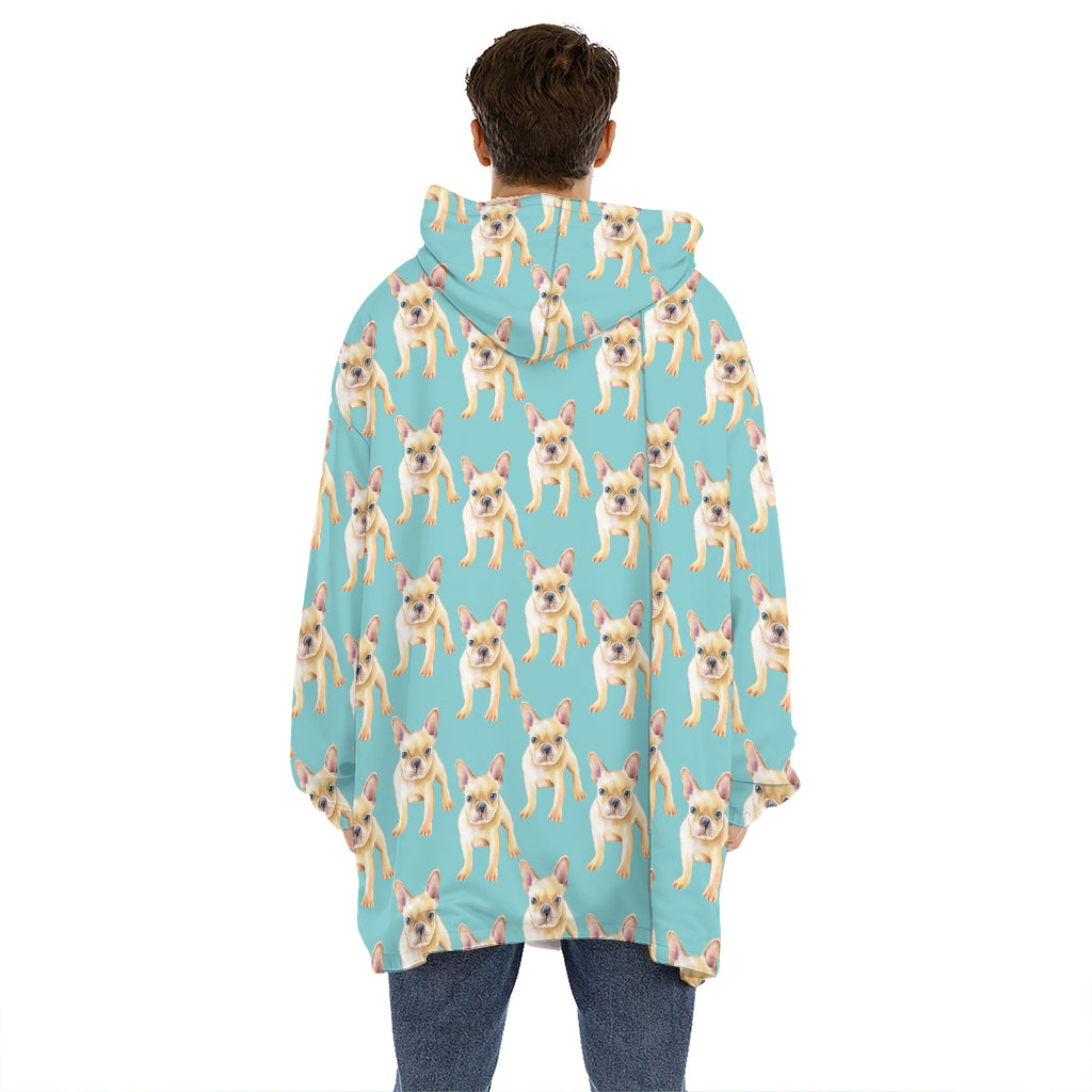 Watercolor French Bulldog Puppy Print Hoodie Blanket