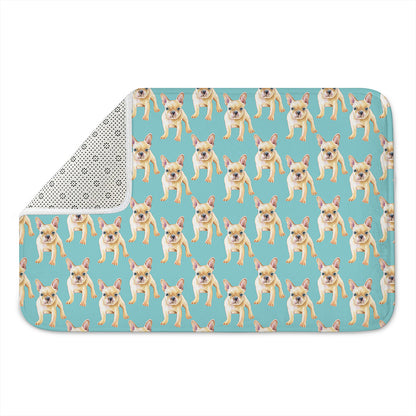 Watercolor French Bulldog Puppy Print Indoor Door Mat