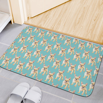 Watercolor French Bulldog Puppy Print Indoor Door Mat