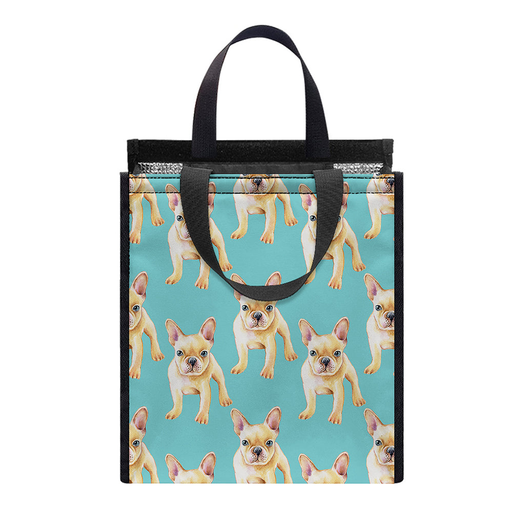 Watercolor French Bulldog Puppy Print Insulated Lunch Tote