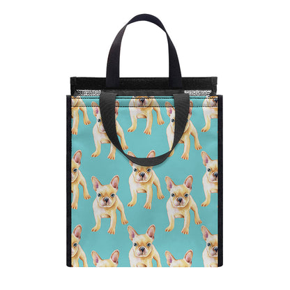 Watercolor French Bulldog Puppy Print Insulated Lunch Tote