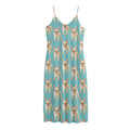 Watercolor French Bulldog Puppy Print Jersey Midi Cami Dress