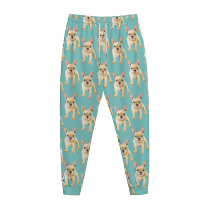 Watercolor French Bulldog Puppy Print Jogger Pants