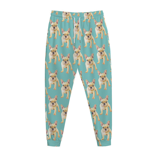 Watercolor French Bulldog Puppy Print Jogger Pants