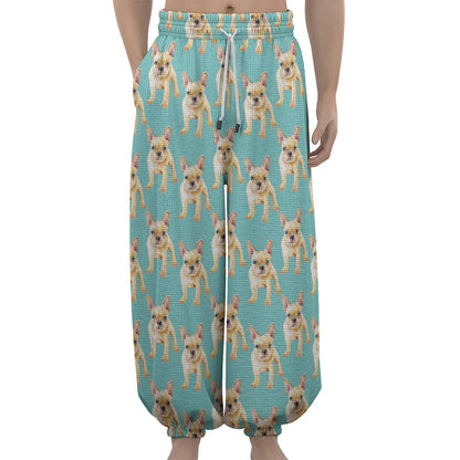 Watercolor French Bulldog Puppy Print Lantern Pants