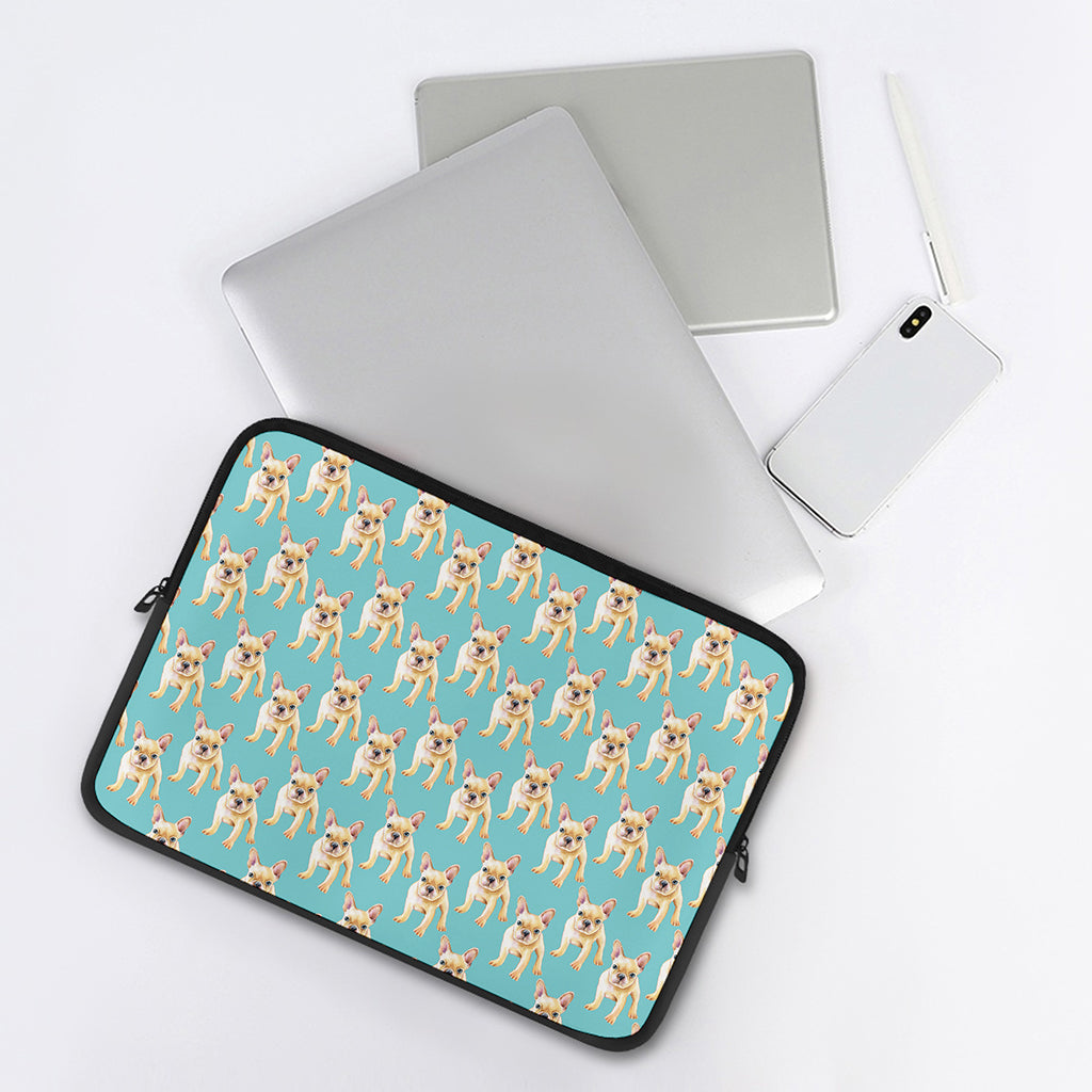 Watercolor French Bulldog Puppy Print Laptop Sleeve