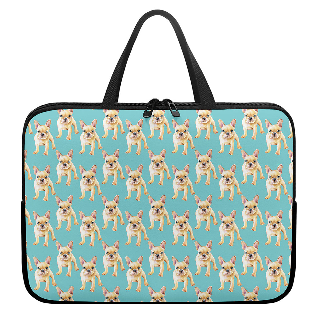 Watercolor French Bulldog Puppy Print Laptop Sleeve With Handle