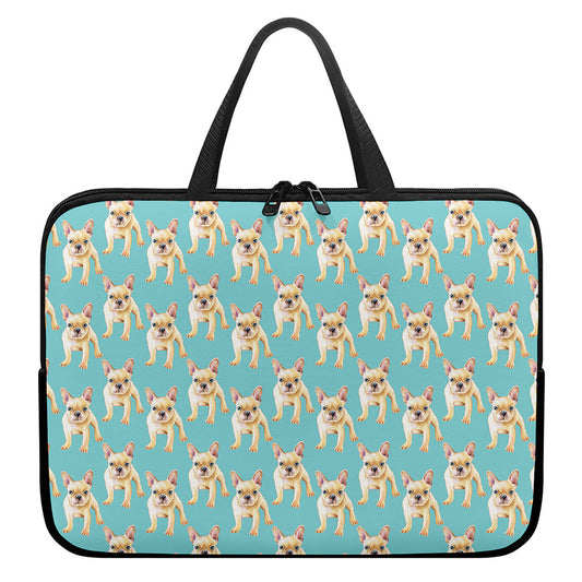 Watercolor French Bulldog Puppy Print Laptop Sleeve With Handle