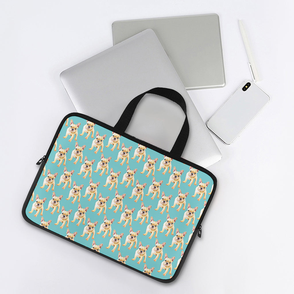 Watercolor French Bulldog Puppy Print Laptop Sleeve With Handle