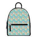 Watercolor French Bulldog Puppy Print Leather Backpack