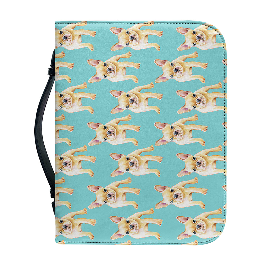 Watercolor French Bulldog Puppy Print Leather Bible Cover