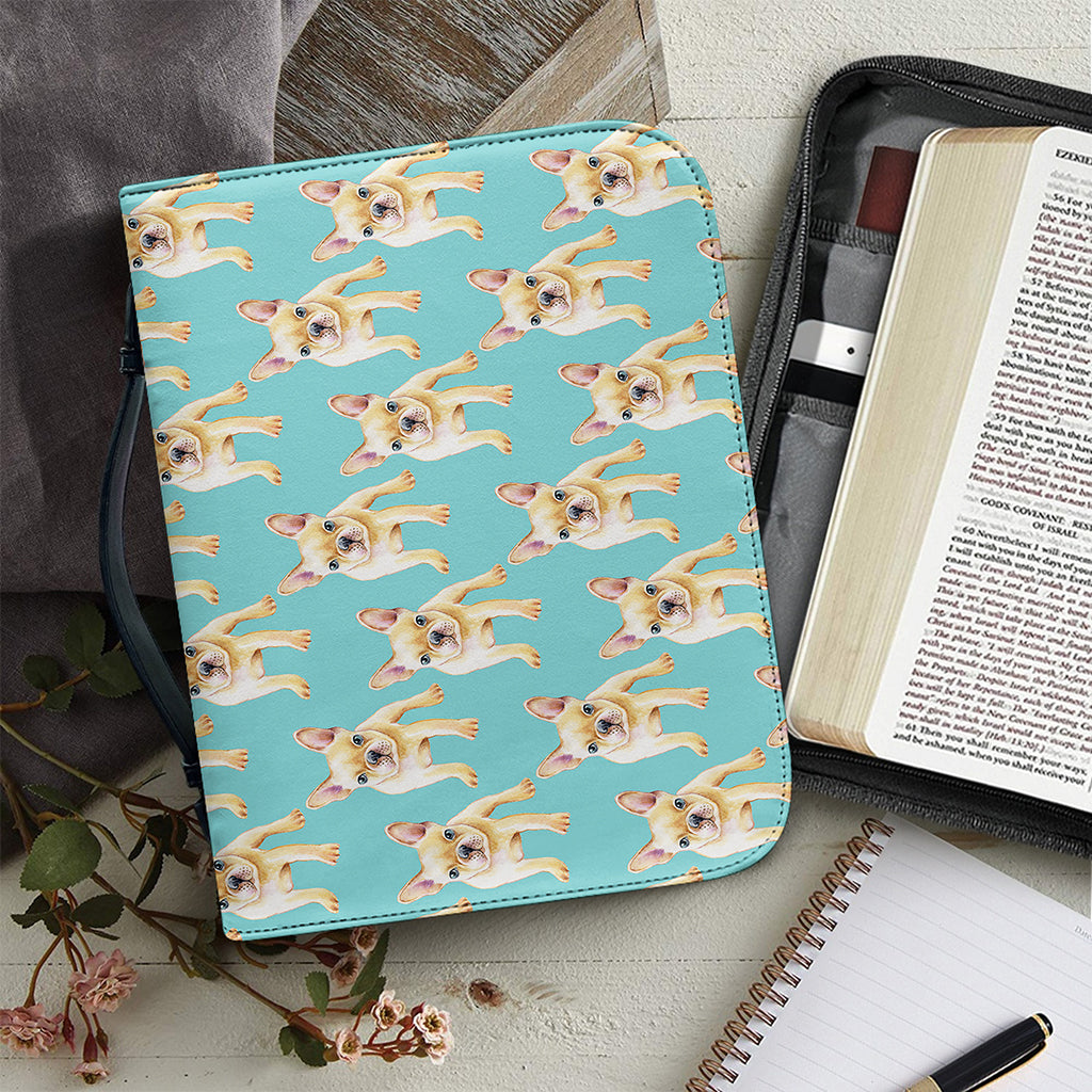 Watercolor French Bulldog Puppy Print Leather Bible Cover