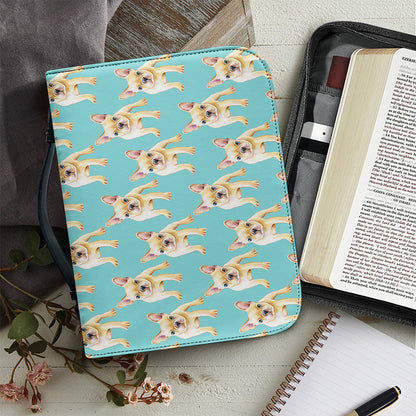 Watercolor French Bulldog Puppy Print Leather Bible Cover