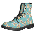 Watercolor French Bulldog Puppy Print Lace-Up Boots