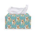 Watercolor French Bulldog Puppy Print Leather Tissue Box Cover