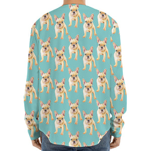 Watercolor French Bulldog Puppy Print Long Sleeve Baseball Jersey