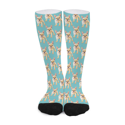 Watercolor French Bulldog Puppy Print Long Socks