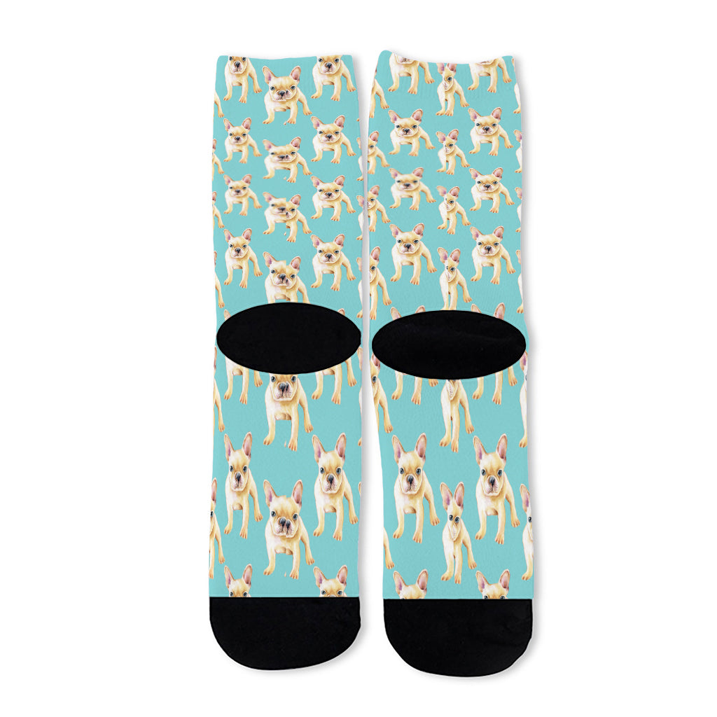 Watercolor French Bulldog Puppy Print Long Socks