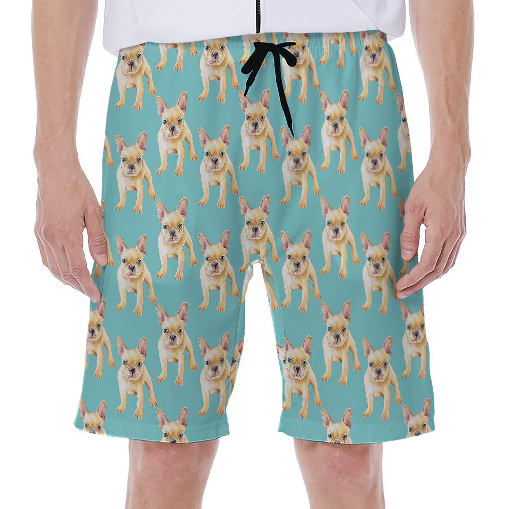 Watercolor French Bulldog Puppy Print Men's Beach Shorts