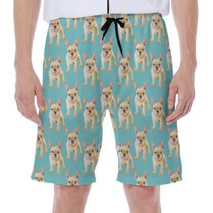 Watercolor French Bulldog Puppy Print Men's Beach Shorts