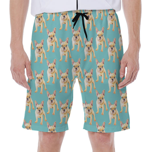 Watercolor French Bulldog Puppy Print Men's Beach Shorts