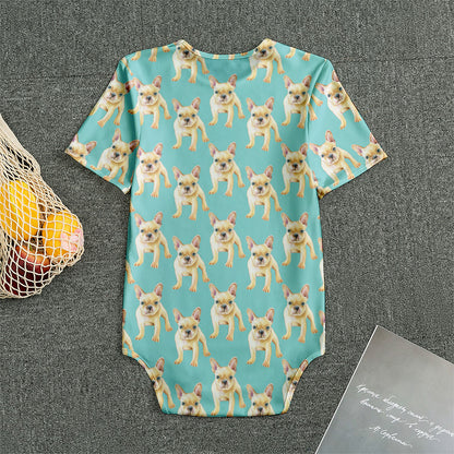 Watercolor French Bulldog Puppy Print Men's Bodysuit