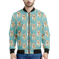 Watercolor French Bulldog Puppy Print Men's Bomber Jacket