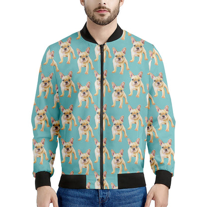 Watercolor French Bulldog Puppy Print Men's Bomber Jacket