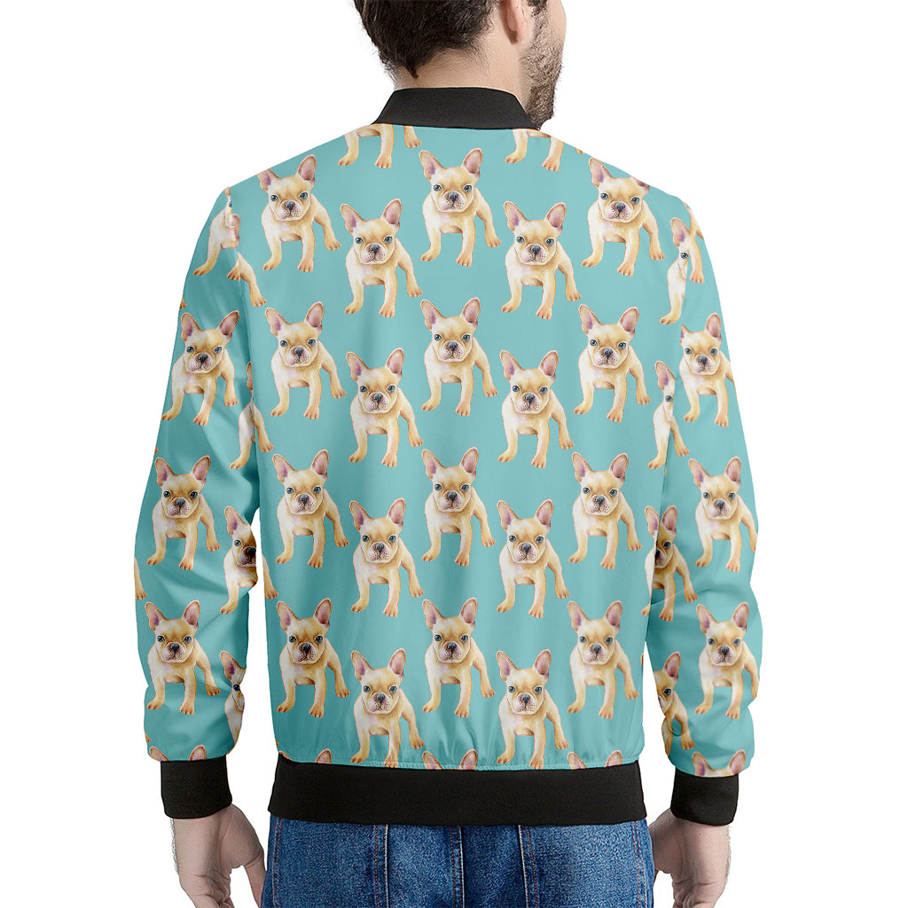 Watercolor French Bulldog Puppy Print Men's Bomber Jacket