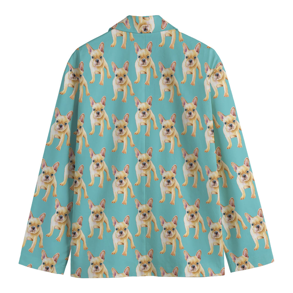 Watercolor French Bulldog Puppy Print Men's Cotton Blazer
