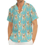 Watercolor French Bulldog Puppy Print Men's Deep V-Neck Shirt
