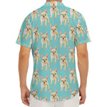 Watercolor French Bulldog Puppy Print Men's Deep V-Neck Shirt