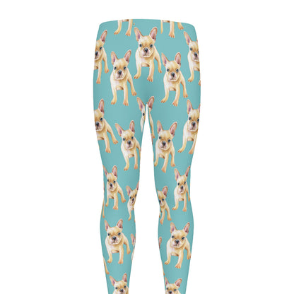 Watercolor French Bulldog Puppy Print Men's leggings