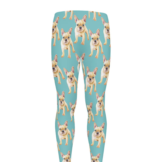 Watercolor French Bulldog Puppy Print Men's leggings