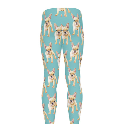 Watercolor French Bulldog Puppy Print Men's leggings