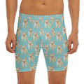 Watercolor French Bulldog Puppy Print Men's Long Boxer Briefs