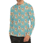 Watercolor French Bulldog Puppy Print Men's Long Sleeve Rash Guard