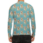 Watercolor French Bulldog Puppy Print Men's Long Sleeve Rash Guard